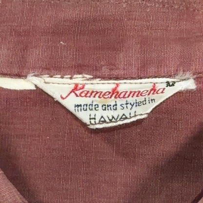 KAMEHAMEHA 60s Cotton Hawaiian Aloha Shirt Brown Size M