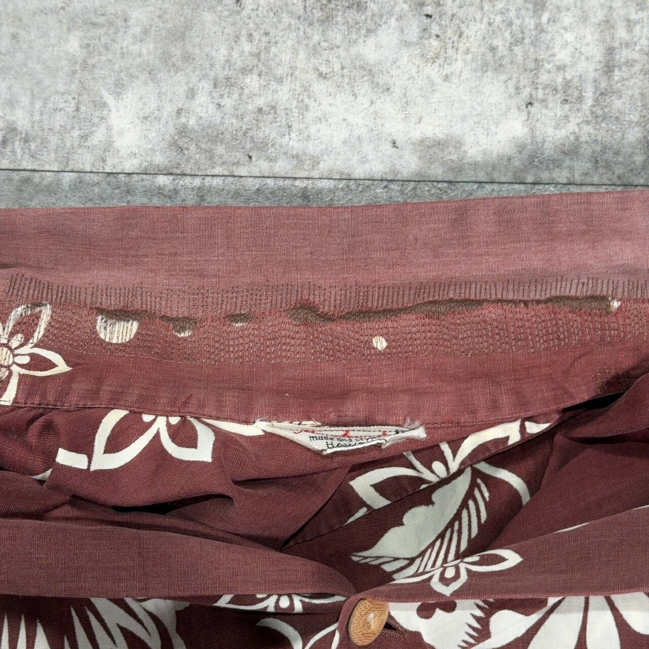 KAMEHAMEHA 60s Cotton Hawaiian Aloha Shirt Brown Size M