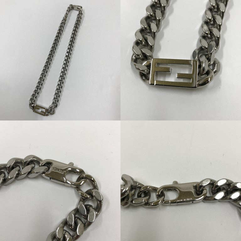 FENDI Baguette Silver Necklace Size ONE SIZE