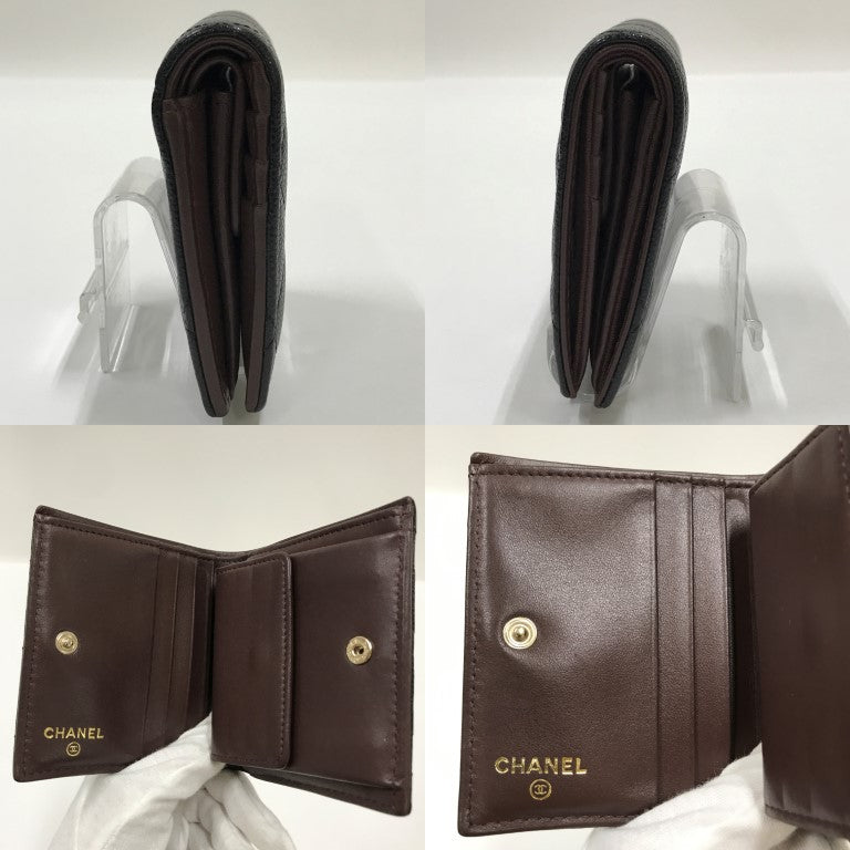 CHANEL Matelassé Mini Wallet Black Size ONE SIZE