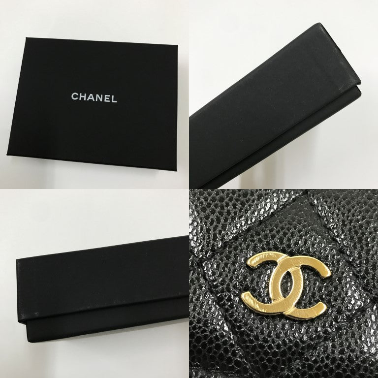 CHANEL Matelassé Mini Wallet Black Size ONE SIZE