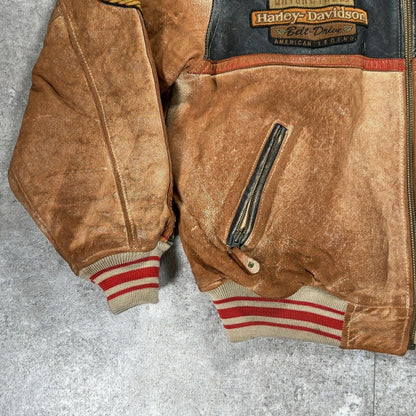 HARLEY DAVIDSON Leather Motorcycle Jacket Brown Size L