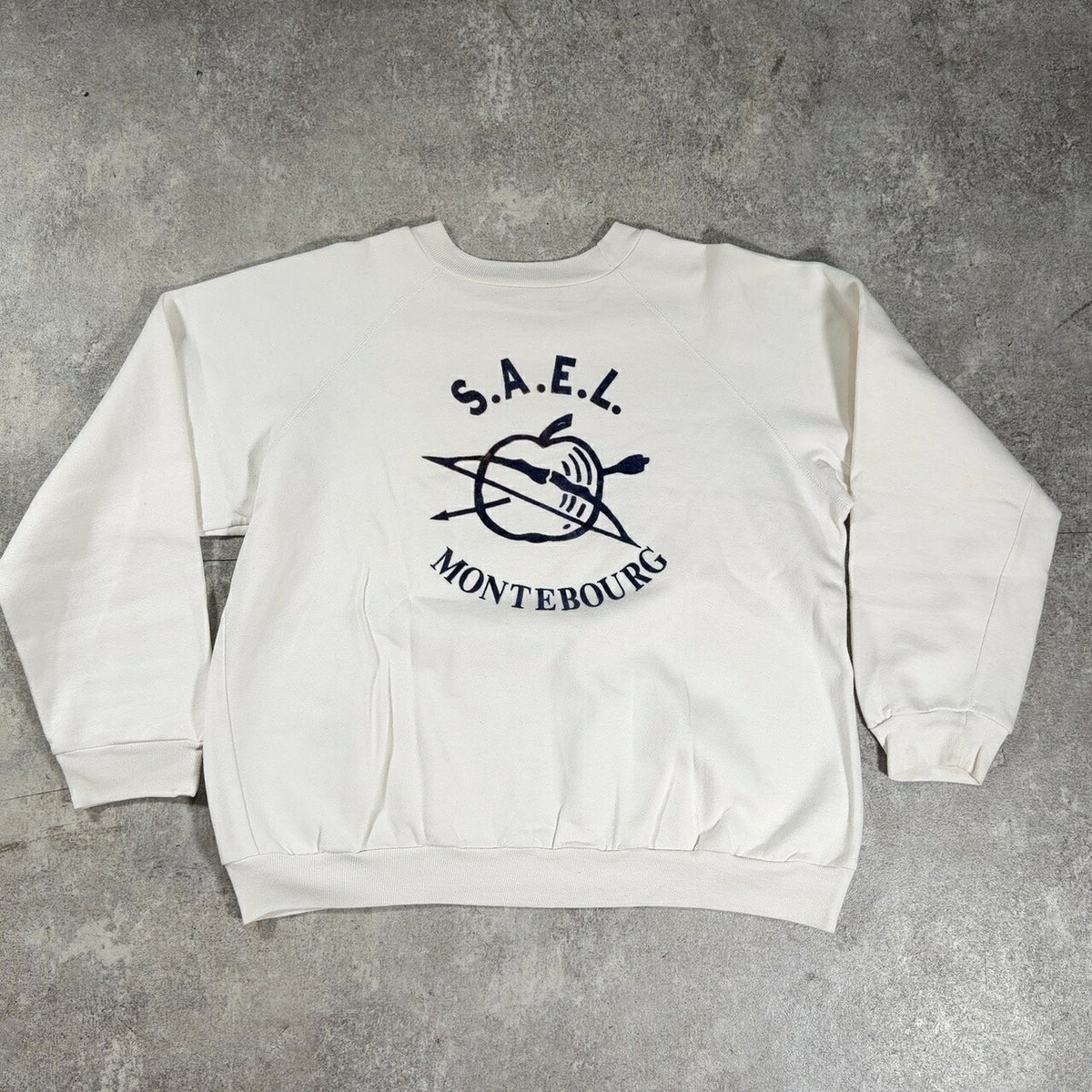 ITFIW 80s French Made Raglan Felt Print Sweatshirt Size 4