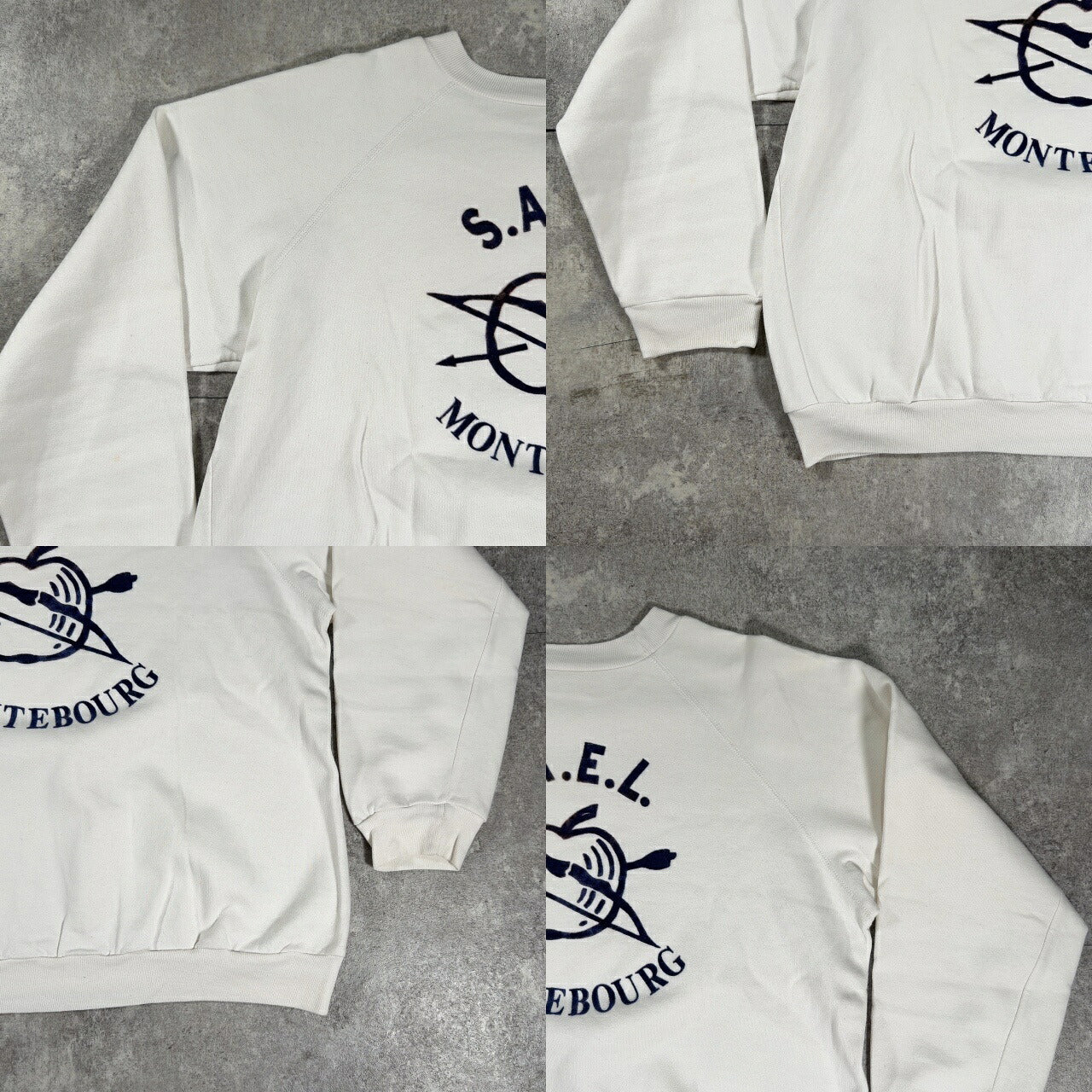 ITFIW 80s French Made Raglan Felt Print Sweatshirt Size 4