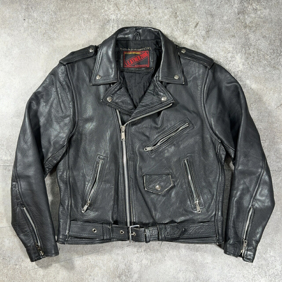 LETHER 80s-90s Double Riders Jacket Black