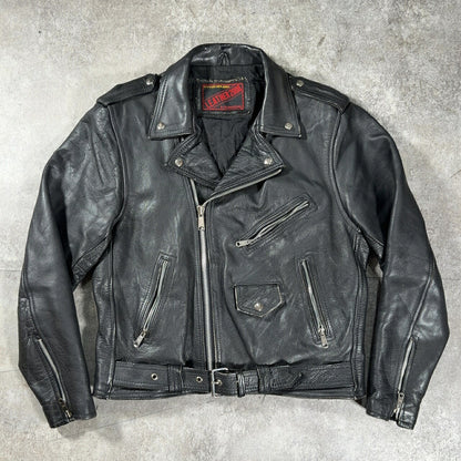 LETHER 80s-90s Double Riders Jacket Black
