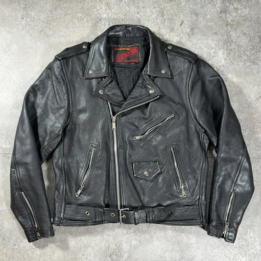 LETHER 80s-90s Double Riders Jacket Black