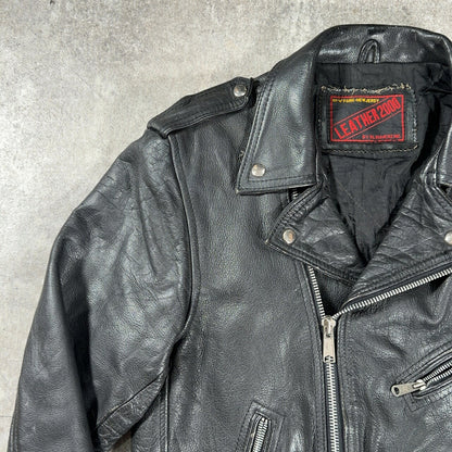 LETHER 80s-90s Double Riders Jacket Black