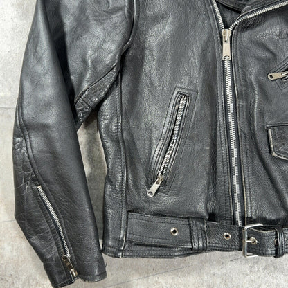 LETHER 80s-90s Double Riders Jacket Black