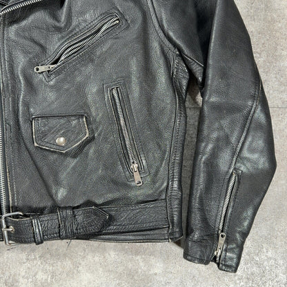 LETHER 80s-90s Double Riders Jacket Black