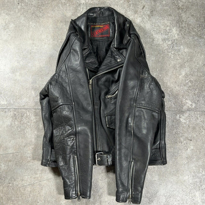 LETHER 80s-90s Double Riders Jacket Black