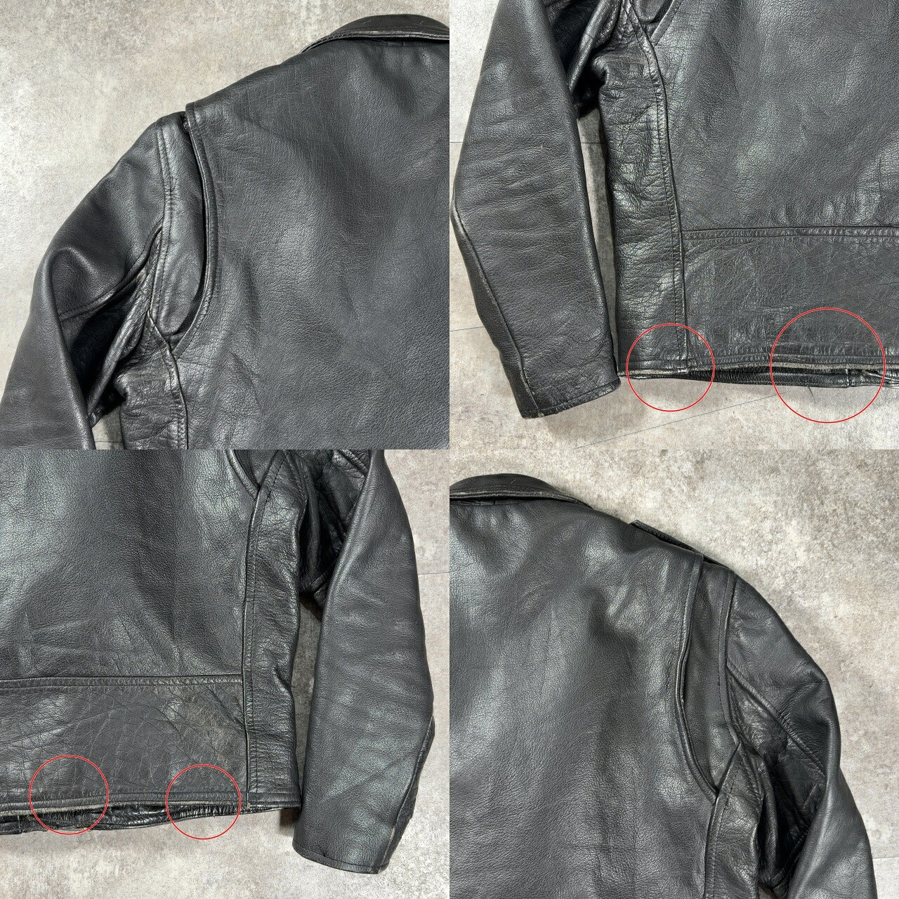 LETHER 80s-90s Double Riders Jacket Black