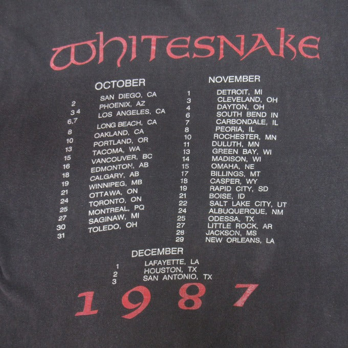 Whitesnake 1987 David Coverdale Tour T-Shirt Black Size L