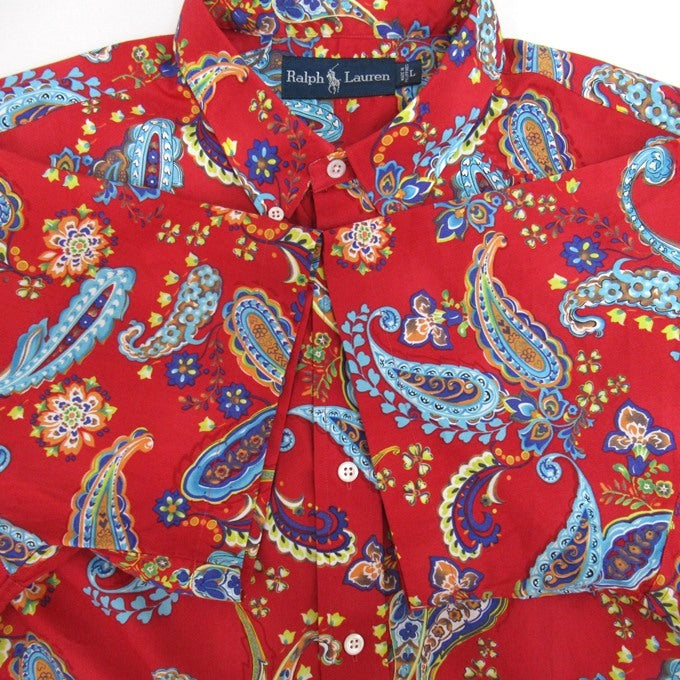 RALPH LAUREN 90s Paisley Pattern Shirt Red Size L