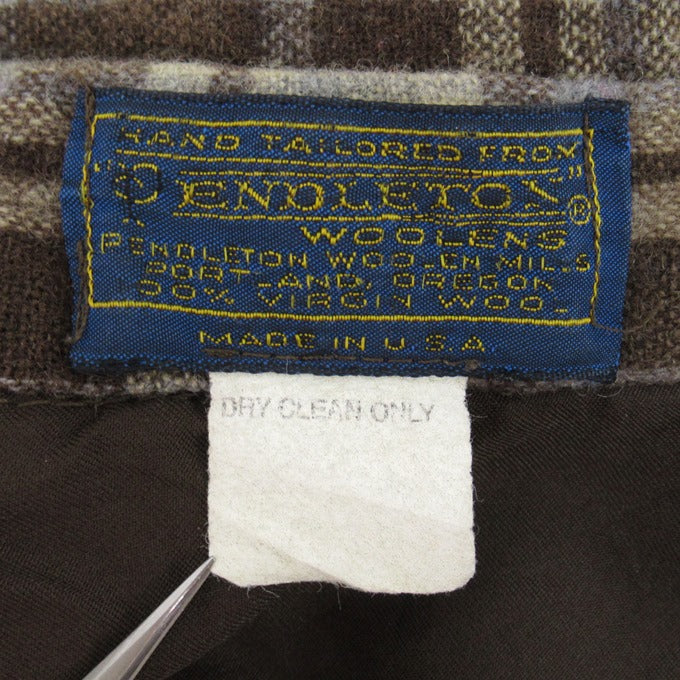 PENDLETON Check Pattern Wool Shirt Brown Size L
