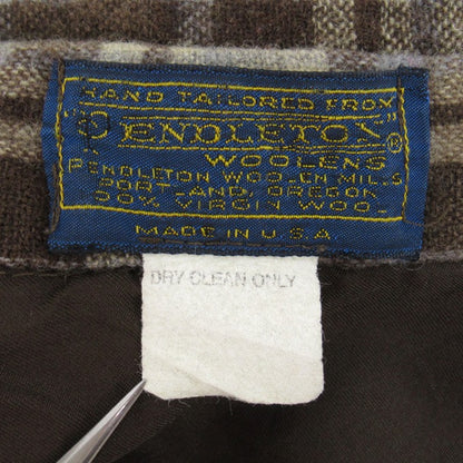 PENDLETON Check Pattern Wool Shirt Brown Size L