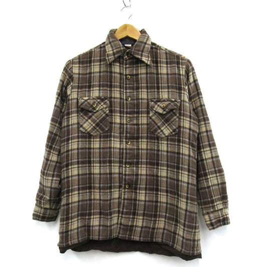 PENDLETON Check Pattern Wool Shirt Brown Size L