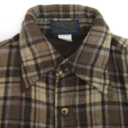 PENDLETON Check Pattern Wool Shirt Brown Size L