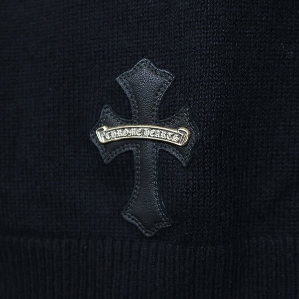 CHROME HEARTS Cashmere Cross Patch Knit Hoodie Black Size M