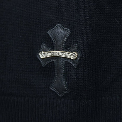 CHROME HEARTS Cashmere Cross Patch Knit Hoodie Black Size M