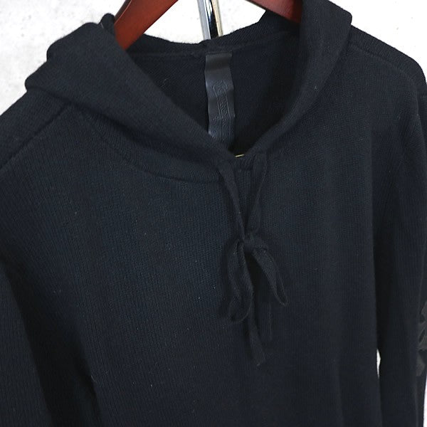 CHROME HEARTS Cashmere Cross Patch Knit Hoodie Black Size M