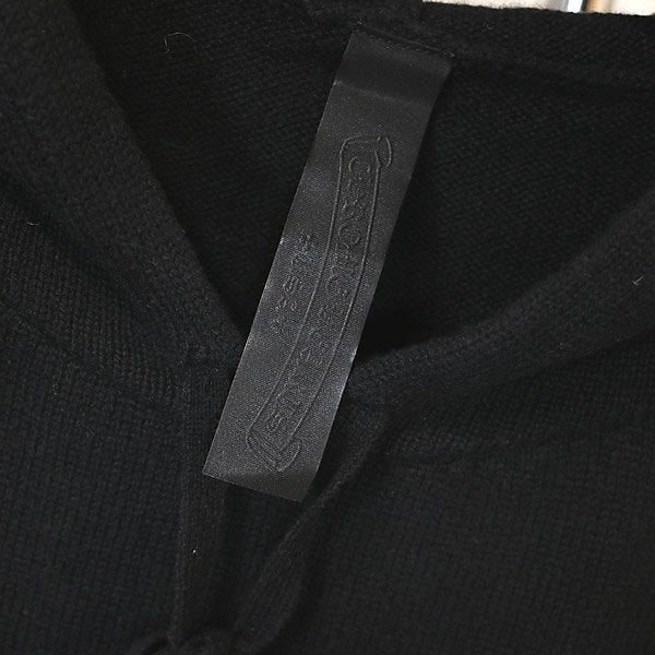 CHROME HEARTS Cashmere Cross Patch Knit Hoodie Black Size M