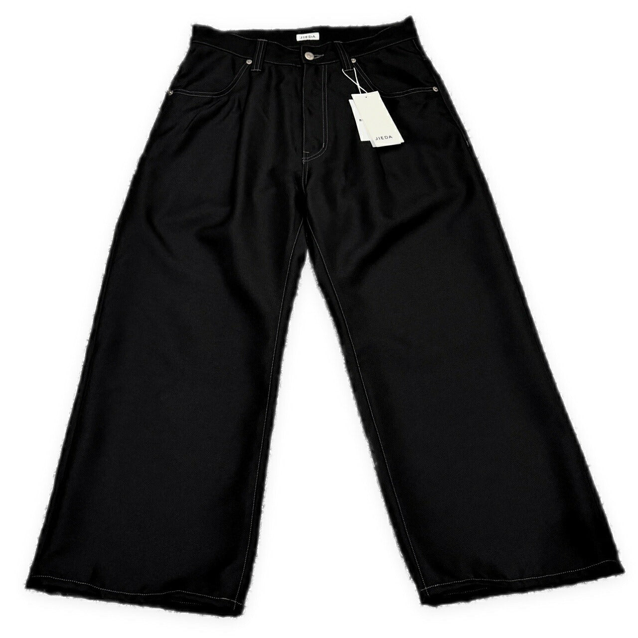 JieDa Wide One Tuck Straight Pants Black Size 1