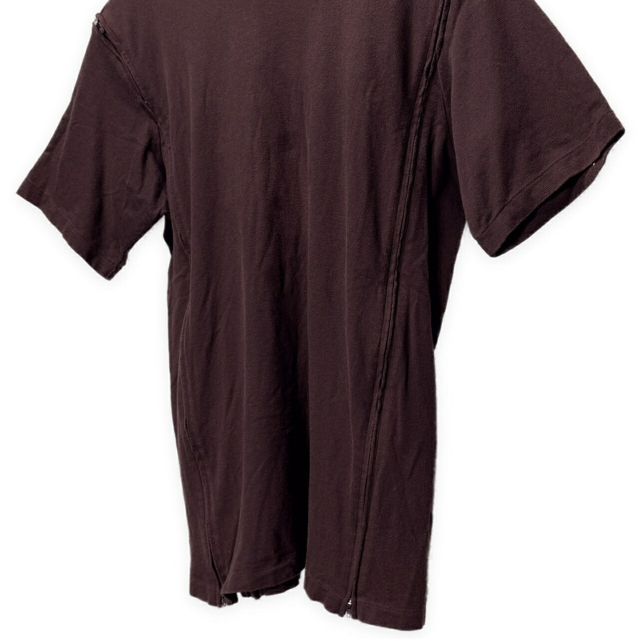 Yohji Yamamoto Pour Homme Zip Design T-Shirt Brown Size 3