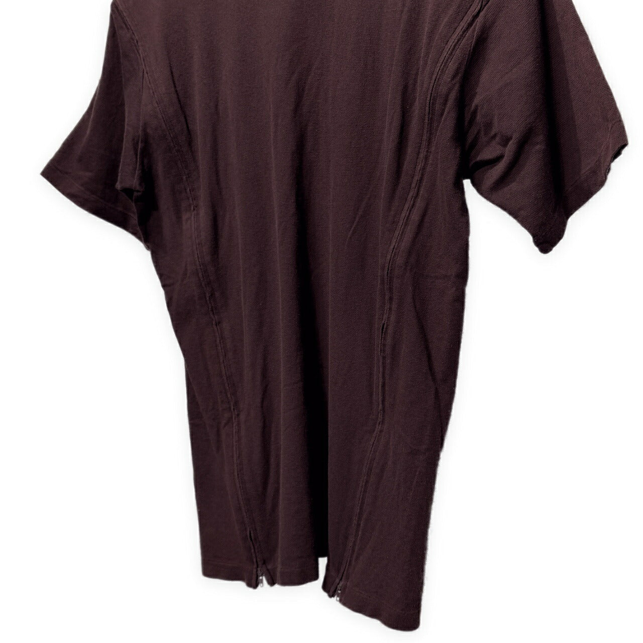 Yohji Yamamoto Pour Homme Zip Design T-Shirt Brown Size 3