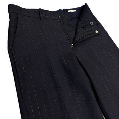 AURALEE 20SS Wool Cupro Linen Stripe Slacks Blue Size 3