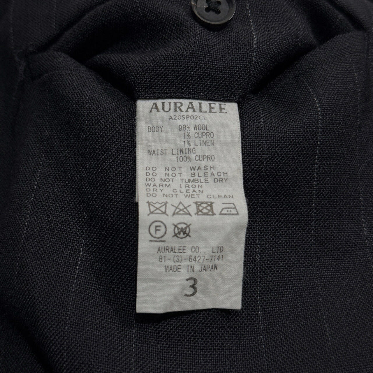 AURALEE 20SS Wool Cupro Linen Stripe Slacks Blue Size 3