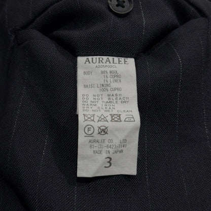 AURALEE 20SS Wool Cupro Linen Stripe Slacks Blue Size 3
