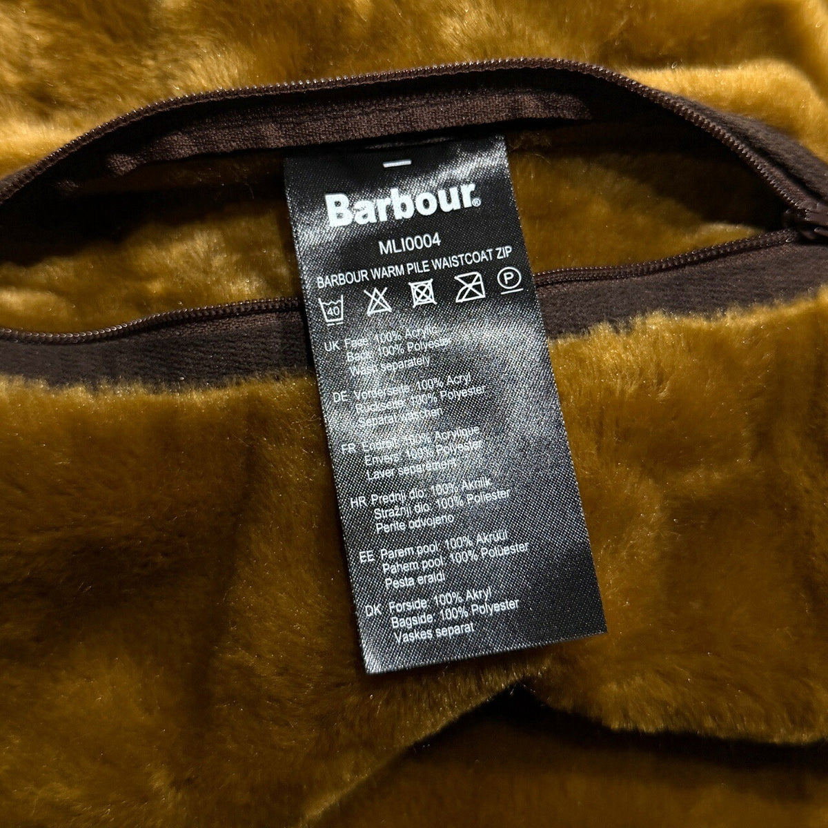 Barbour Warm Pile Zip-in Liner Vest Brown Size 44
