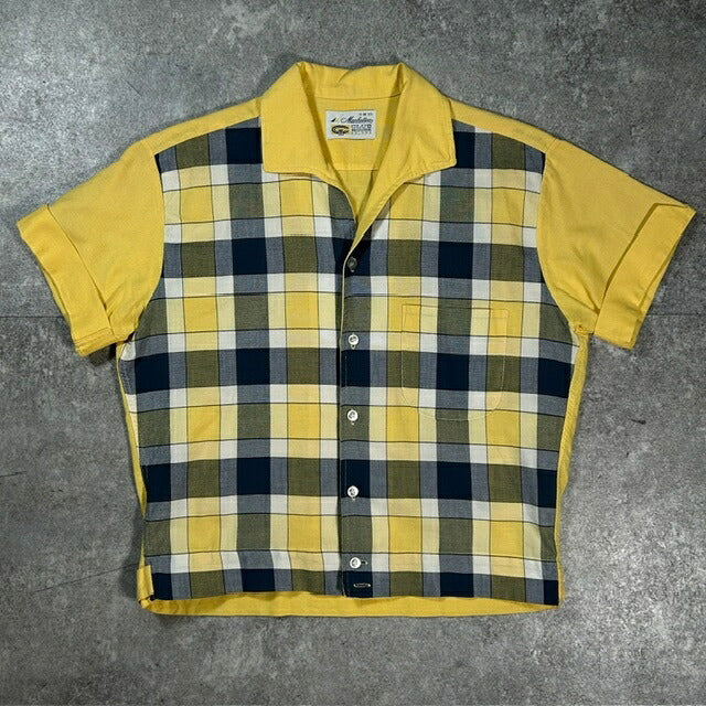 Manhattan 50s Rockabilly Italian Collar Shirt Yellow Size M