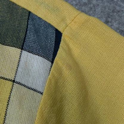 Manhattan 50s Rockabilly Italian Collar Shirt Yellow Size M