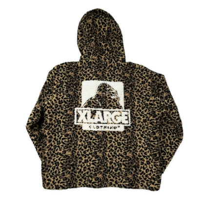 X-LARGE 22AW Leopard Boa Fleece Zip Jacket Size L