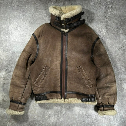 AVIREX 80s USA B-3 Sheepskin Mouton Jacket Brown Size 38