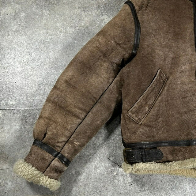 AVIREX 80s USA B-3 Sheepskin Mouton Jacket Brown Size 38