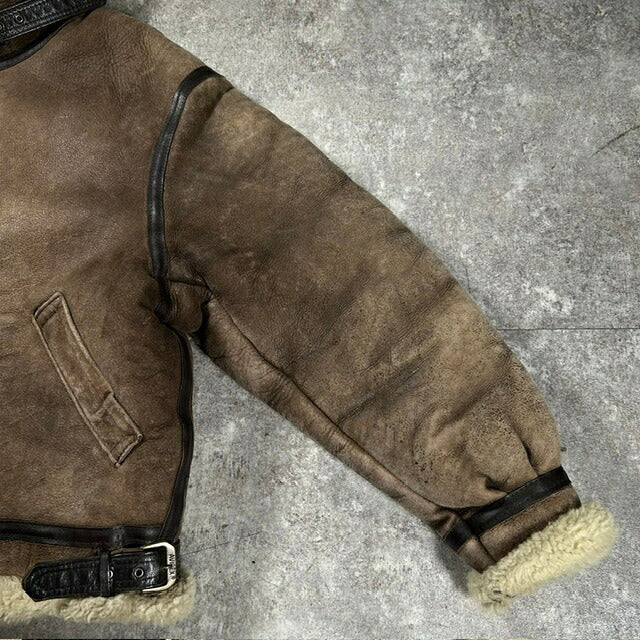 AVIREX 80s USA B-3 Sheepskin Mouton Jacket Brown Size 38