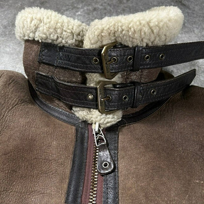 AVIREX 80s USA B-3 Sheepskin Mouton Jacket Brown Size 38