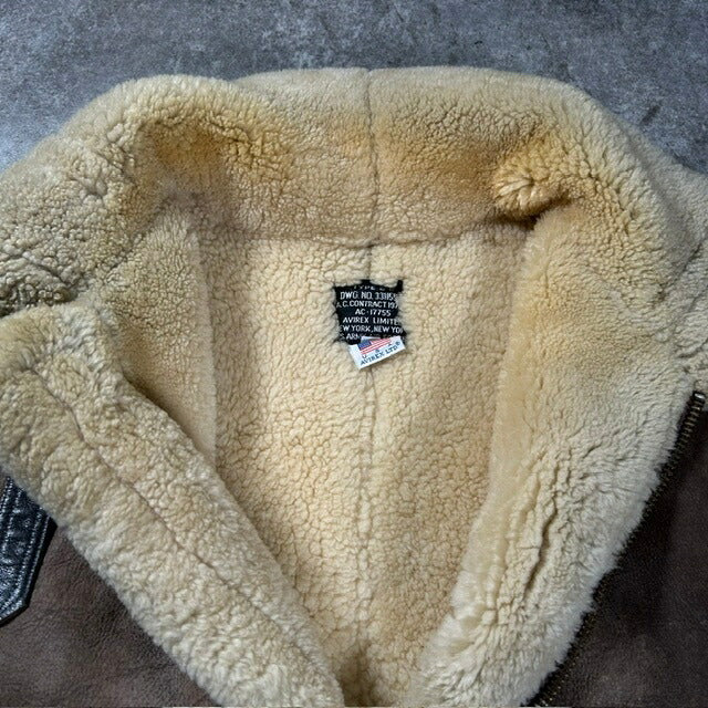AVIREX 80s USA B-3 Sheepskin Mouton Jacket Brown Size 38
