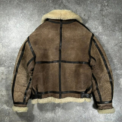AVIREX 80s USA B-3 Sheepskin Mouton Jacket Brown Size 38