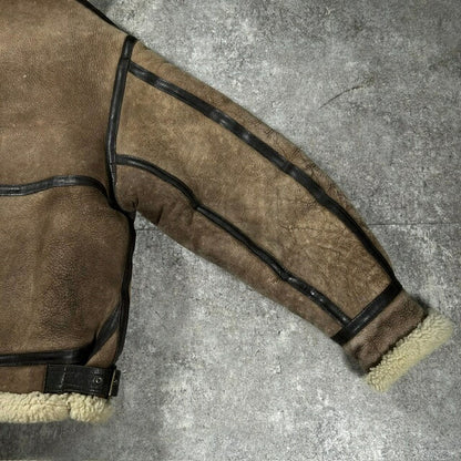 AVIREX 80s USA B-3 Sheepskin Mouton Jacket Brown Size 38