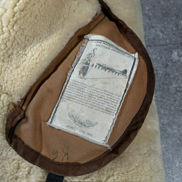 AVIREX 80s USA B-3 Sheepskin Mouton Jacket Brown Size 38