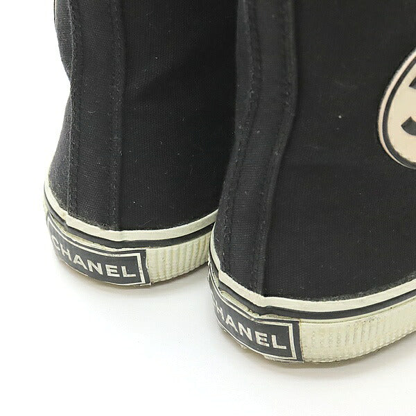 CHANEL Coco Mark Canvas High-Top Sneakers Size 37