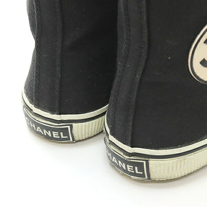 CHANEL Coco Mark Canvas High-Top Sneakers Size 37