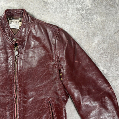 Vintage 70s Single Riders Leather Jacket Brown Size 38