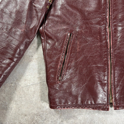 Vintage 70s Single Riders Leather Jacket Brown Size 38