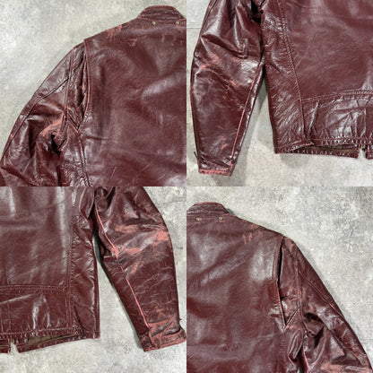 Vintage 70s Single Riders Leather Jacket Brown Size 38