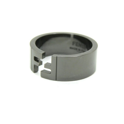 FENDI ANELLO FF Ruthenium Band Ring Black Size M